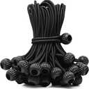 Bungee Balls Cord 6 inch Black Heavy Duty, UV Resistant, 50-Piece, High Elastic Real Rubber, for Outdoor Travelling Camping Tarp