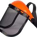 Extolern Safety Mask with Mesh Visor for Chainsaw Trimmer Pole Pruners, Protective Mask and Mesh Mask for Face Protection （Orange）