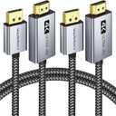 Warrky 4K DisplayPort to HDMI Cable Adapter 3.3FT 2Pack [Aluminum Shell, Nylon Braided] High Speed (1440P 60Hz, 1080P 120Hz) Uni-Directional DP to HDMI Cord Compatible for Dell, HP