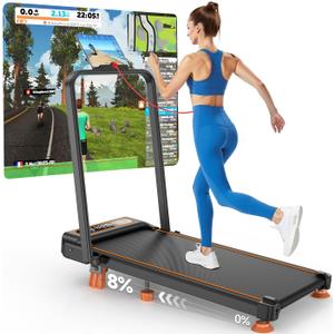 2025 Upgrade Walking Pad Treadmill with 8% Incline & Handle Bar, 3.5HP Foldable Treadmills for Home Small, 4 in 1 Portable Treadmills Walking Pad 350lb Capacity, Shock Absorption, Low Noise, Smart App