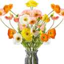Canlierr 16 Pcs Silk Artificial Flowers Faux Silk Poppy Flowers for Spring Home Kitchen Wedding Decorations Floral Arrangement Vase Bouquet Outdoor Party Decor Table Centerpiece (Mixed Colors)