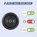 2 x VEXUNGA Round Rocker Switch 12V Black On Off On Mini Circle Switch 3 Pin 250V 6A 125V 10A KCD1 Round Toggle Switches for RV Car Truck Boat (Pack of 10pcs)