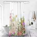 Floral Shower Curtain,Abstract Butterfly Multi Flower Leaves Polyester Fabric Shower Curtain Bathroom Curtain Sets Decor with Hooks 72 X 72 Inches