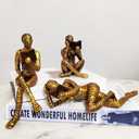 3 Pcs Reading Women Figurine,Thinker Statue,Modern Bookshelf Decor,Aesthetic Sculpture,Room Decor Modern Abstract Decoration on Shelf Table Desk for Living Room Office Bedroom(Gold)