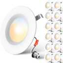 12 Pack 5/6 Inch LED Recessed Retrofit Can Lights, 5CCT Dimmable
For 5/6 Inch Can, 2700K-5000K Selectable, 5%-100% Dimmable, Baffle Trim, 1000LM 9W, Damp Rated, IC & ETL & FCC Certified