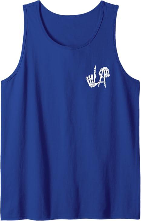 Cool Los Angeles Shirt with Skeleton LA Sign Tank Top (XL, Blue)