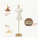 Velvet Cover Mannequin Torso Dress Form, Velvet Surface Fits Safety Pins, Inner Plastic Core Non-Pinnable, Height Adjustable Golden Stand, Perfect for Retail, Boutiques & Sewing Room Garment Display, Female