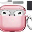 Valkit Compatible AirPods 3rd Generation Case Cover Clear, Shockproof Airpod 3 Case 2021 with Keychain for Women Men Girls Soft TPU Protective Skin Cover for AirPods Case 3 Gen - Clear Pink