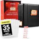 Show-Bill Binder with Sleeves - Large 4 Theater Program Holder with 35 Sheet Protectors and Numbering Stickers Included - Broadway Gift with Full-Color Logo and Numbering Panel