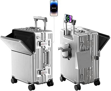 Zipperless Luggage, Polycarbonate Aluminum Hard Shell, Expandable Carry-On Suitcase with Spinner Wheels, Hard Shell Suitcase, 26 Inch Cabin