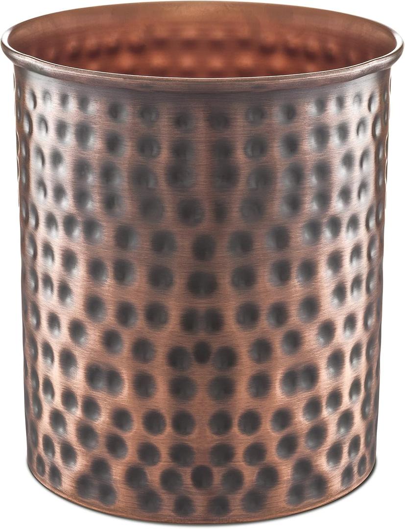 Monarch Abode Kitchen Utensil Holder Hand Hammered Metal Antique Copper Utensil Holder, Decorative Utensil Crock for Kitchen Counter, Cooking Tool and Spatula Holder for Countertop, Caddy Organizer