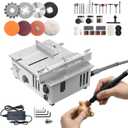 MIMYTH Mini Table Saw for Crafts, Multifunctional Portable Table Saws Adjustable Cutting Angle,Speed,SawDepth; Small Table Saw for Cutting, Grinding, Sanding; Tablesaw (Forged Silver-Dual Motor)