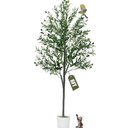 6FT Artificial Olive Tree,Artificial Plants Indoor,Faux Olive Tree Indoor with Natural Wood Trunk and Realistic Leaves and Fruits for Home Office Decor Thanksgiving Gift