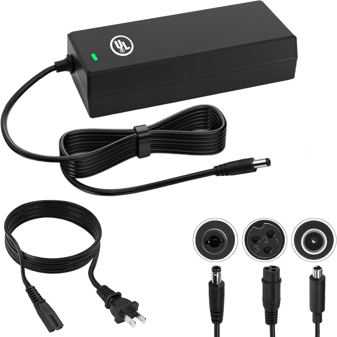 Hyleton UL Certified 54.6V 2A Fast Electric Bike Battery Charger (Three Plugs), 48V Lithium Battery Charger, Overvoltage/Overcurrent/Overtemperature/Short Circuit Protection, Fireproof V0 Housing.