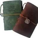 2-Piece Vintage Travel Journal Set, Travel Diary Notebooks with Refillable A6 Craft Paper and Zipper Card Holder