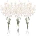 Sea Team 24-Pack Artificial Glitter Holly Berry Twig Ornaments, Decorative Fruit Sticks, Glittery Stems, Picks, Branches for Christmas Tree, Small Vase, Holiday, Wedding, Party (11", White)