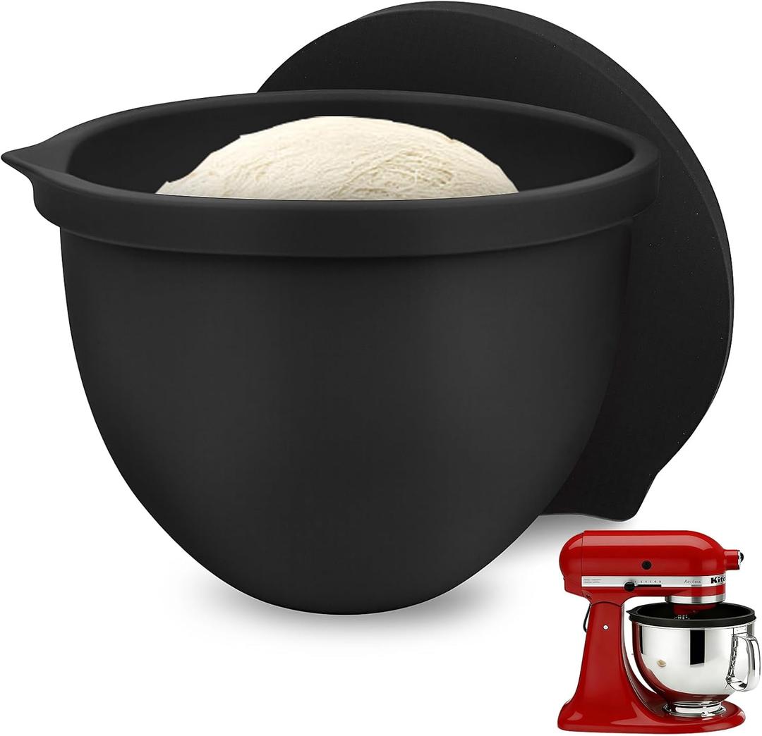 SelfTek Silicone Bowl Liners for 5 Qt KitchenAid Mixers - Accessories and Attachments for Cooking and Baking, Heat-Resistant & Easy to Clean, Protects Mixing BowlBlack