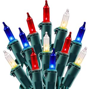 4th of July Decoration Patriotic Mini String Lights - 200 Count 40 Feet Red White Blue Christmas Lights Green Wire Waterproof for Indoor Outdoor Xmas Holiday Party Patio Independence Day Decoration