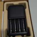 Amazon Basics 4-Bay Battery Charger for AA & AAA Rechargeable Batteries with Rechargeable AA NiMh Batteries, 4 count (Pack of 1), Type A (American) Plug, Black