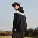 Lightweight Men's Jacket with Hood for Outdoor, Travel, Hiking, Windbreaker, Versatile, Stylish Design (X-Large, Khaki-black)