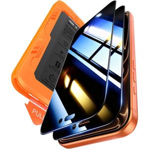 BossKiss for iPhone 17 Pro Privacy Screen Protector, TOP 9H Hardness Military Grade Shatterproof HD Tempered Glass, Full Coverage Anti-Scratch Easy Installation Case Friendly 2 Pack
