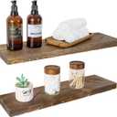 BGMG Floating Shelves 24 inch Long, Distressed Rustic Wooden Wall Shelves for Bathroom Living Room Bedroom Kitchen Farmhouse Set of 2-24x6.7x1.25 inch-Distressed Walnut