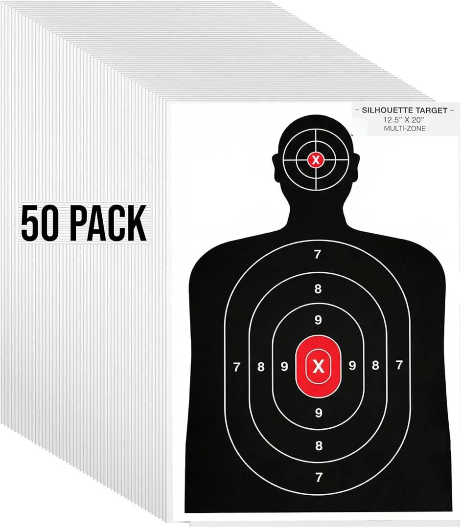 Silhouette Paper Shooting Target for The Range, Aiming Target Practice Paper for Indoor and Outdoor Shooting, Gun Accessories, for Handguns, Pistols, Rifles, Airguns, Pellet Gun, BB Guns -14X22 inches