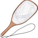 Fly Fishing Net, Soft Mesh Trout with Handle, Soft Rubber Mesh Net for Trout Bass Catch and Release, Gift for Anglers & Fly Fishing Enthusiasts