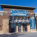 Fanfanwin 7 ft Blue-white Grand Opening Feather Flag for Business Grand Opening Banner Decoration with Pole Kit Tall Advertising Pennant Banner Bunting String Triangle Flags Set for Outside Store Sign