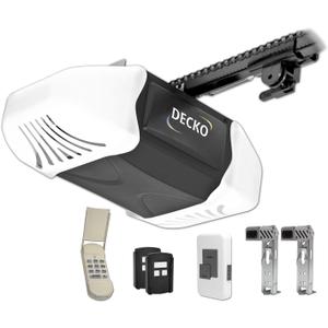 Decko 24300 3/4 Horse Power Heavy Duty Reduced Noise Chain Drive Garage Door Opener with 3 Function Locking Wall Control, Two - 3 Button Remotes and FREE Wireless Key pad