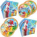 Fuyhiuous Number Blocks Party Supplies include plates, napkins for the Number birthday party decoration