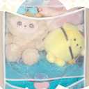 2 Pack Corner Stuffed Animal Toy Storage Hanging Organizer, Expandable Mesh Net Pockets, Stores Loads of Plush Toys - Large Plushie Display for Boys, Girls - Grey