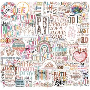 4 x 144 Pcs Waterproof Christian Stickers for Water Bottles Journaling Prayer Board, Boho Style Vinyl Biblical Christian Stickers, Spiritual Religious Gifts for Kids, Teens, Women, Adults (God144)