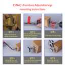 Furniture Leveler PTFE(Teflon) Bottom(28mm Base),Threaded Shank(1/4-20) Adjust Pads,Table/Chair/Cabinet/Sofa Medium Adjustable Legs Leveling,Nuts Installation and Floor Protection(16 Pack)
