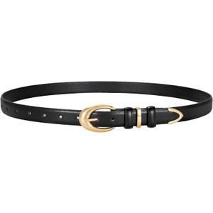 3 x LEACOOLKEY Women's Leather Belt for Jeans Dress Pants Fashion Ladies Leather Belt with Gold Buckle
