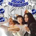 3 x Pargleev Silver 40th Birthday Decorations for Men Women, Number 40 Balloons