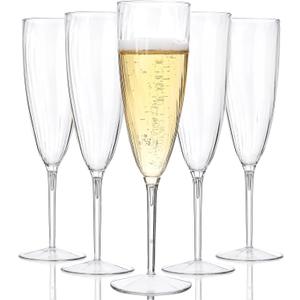 WDF 36PCS Clear Champagne Flutes Plastic - 6 OZ Clear Disposable Champagne Flutes Party Supplies for Wedding/Birthday/Parties