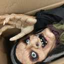 Haunted Hill Farm Life-Size Scary Poseable Talking Witch, Halloween Animatronic with Touch Activated Lights and Sound, Battery Operated Indoor or Covered Outdoor Halloween Decorations, Halloween Prop