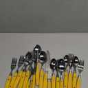 ANNOVA Silverware Set, Retro/Rivet Colorful Stainless Steel Tableware Kitchen Flatware Set Utensils, Includes Dinner Knives, Forks, Spoons, Salad Forks & Dessert Spoons (Ginger Yellow, 18 Pieces)
