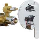 Solid Brass 3 Way Round Pressure Balancing Mixer Shower Valve Replacement Wall Mount Shower Diverter Valve Kit Shower Control Valve Polished Chrome