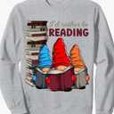 Books And Gnomes Reading Sweatshirt For Teachers And Students, Size Medium