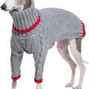 Italian Greyhound Clothes, Warm Sweater for Whippets, Dog Onesie, Two-Legged Turtleneck Warm Sweater for Small Medium Dogs (Large, Grey)