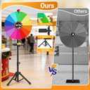 24 inch Prize Wheel, 14 Color Slots, Adjustable 47"-80" Height Spinning Wheel for Prizes with Marker & Eraser, Large Spin the Wheel Game with Stand, Suitable for Party, Carnivals & Tradeshow