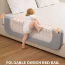 Bed Rail for Toddlers,Foldable & Swing Down,Gap Free Safety Anti-Pinch Double Crossbar Bed Guard More Stability,Quick No-Tool Installation for Twin, Full, Queen, King Beds (Gray, 47in)