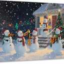 2 Pack Woxfcart Musical Snowman Christmas Wall Art Canvas Print, Winter Holiday Snow Scene with Snowmen Band, Home Decor, 15 x 12 inches