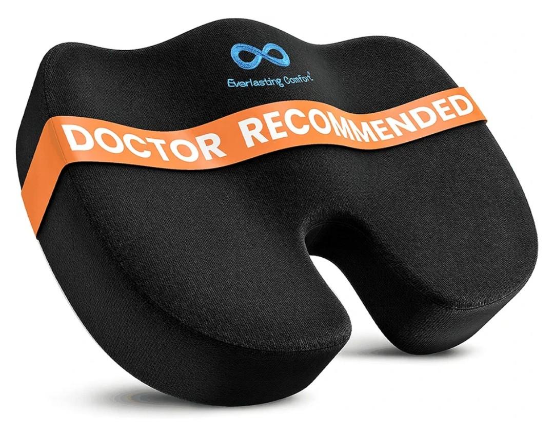 Everlasting Comfort Doctor Recommended Memory Foam Seat Cushion for Office Chairs & Car - Ergonomic Office Desk Accessories - Cushions for Tailbone Pain Relief, Sciatica & Back Support Pillow