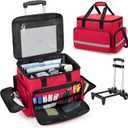 CURMIO Rolling Teacher Tote Bag with Wheels, Teaching Work Bag with Padded Sleeve for up to 14 Laptop for Teaching, Office, Red(Bag Only)