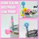 5 x Cocurb Stanley Cup Accessories, Silicone Straw Cover Cap for Stanley Cup 30 to 40 Oz 0.4 inches,with 4 Initial Personalized Letter Charm for Tumblers 4 Dust-Proof Straw Toppers and 4 Letter D