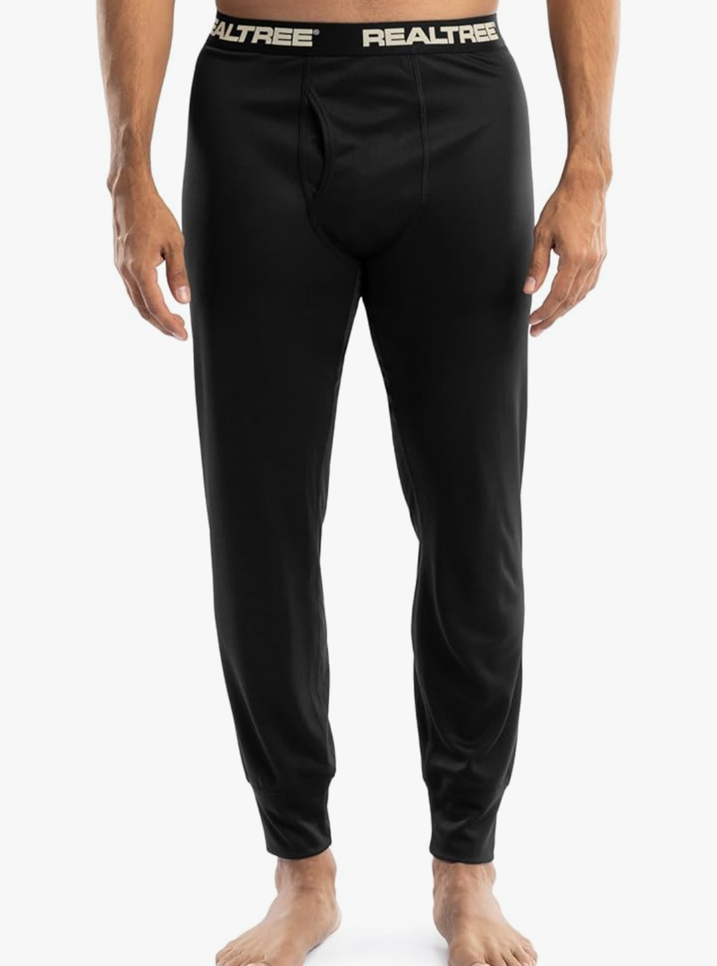 Realtree Mens Polyester Performance Baselayer Thermal Underwear Long Johns Bottom, L