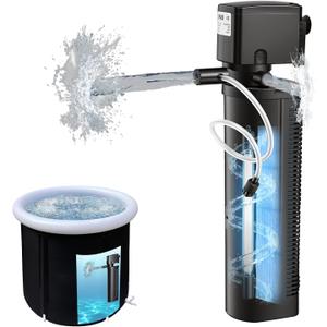 COOSPIDER Pool Filter 600GPH with U-V Light for 75-1000 Gallon Swimming Pool Cold Plunge Tub Small Pond, Submersible Cold Plunge Filter with 35W Pump for Water Clean & Clarity, Wave Make, Filtration